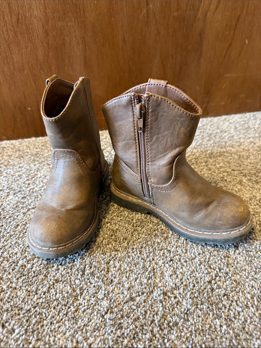 Kids Classic Brown Side-Zip Leather Boots